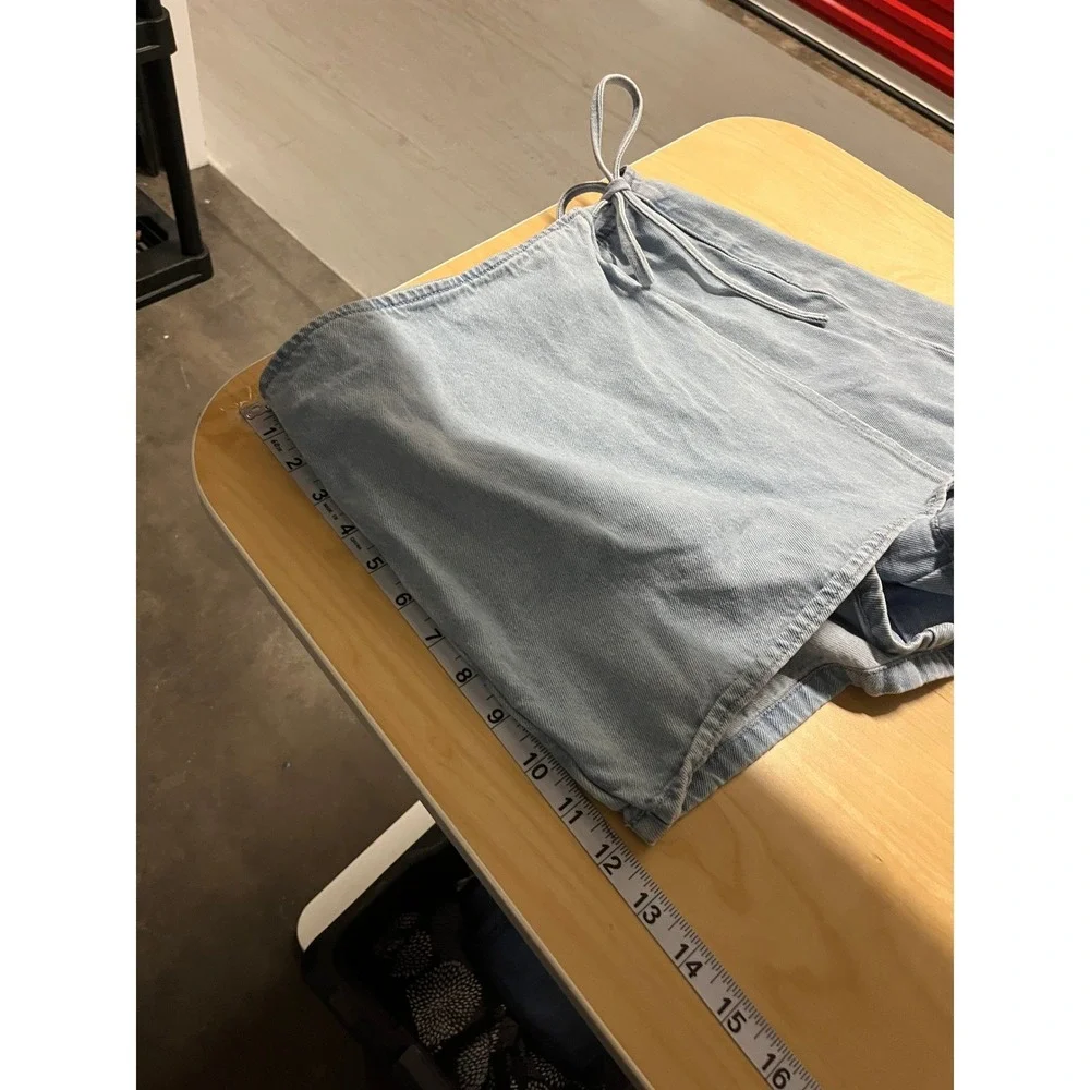 90s Euro Summer Capsule Womens 26 Blue Denim‎ Skirt Shorts Skort Minimalist